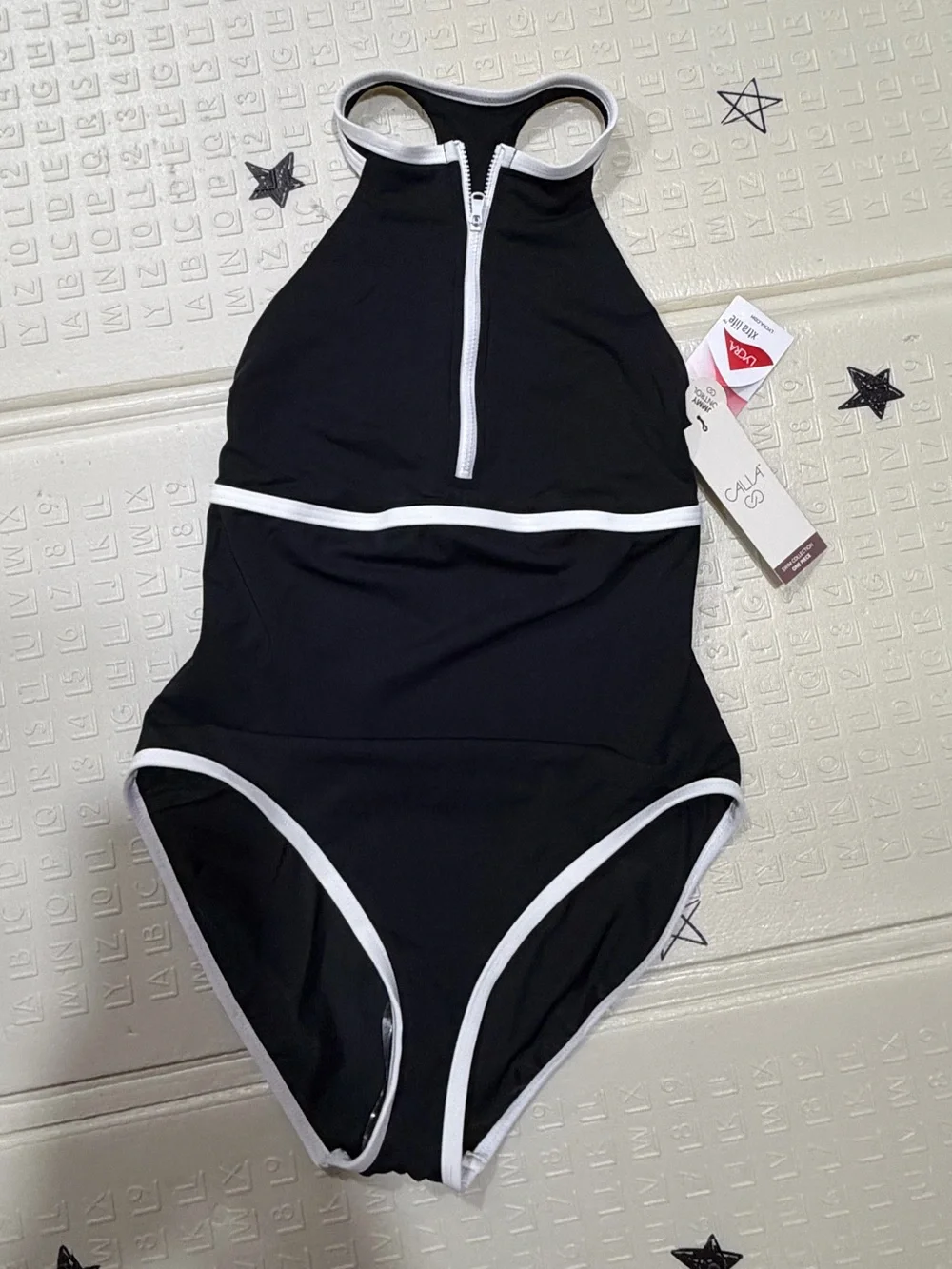 CALIA by Carrie Underwood Black One-Piece Swimsuit with White Trim